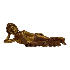 Hand Carved Giltwood Reclining Buddha on Custom Lucite Base