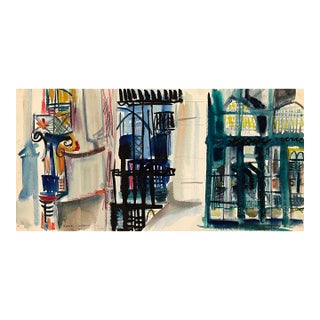 1950s Robert Colborne Mid Century Modern New York City Painting For Sale