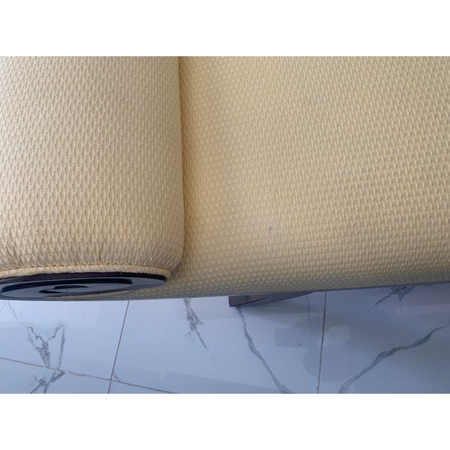 Late 20th Century Sophisticated Designer Wood & Fabric Attributed to Christopher Guy Medea Ottoman Banquette For Sale - Image 9 of 12