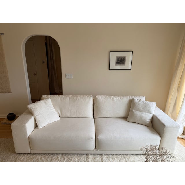 2020s Rh Bella Sofa – Belgium Linen Basket Weave | White For Sale - Image 5 of 13