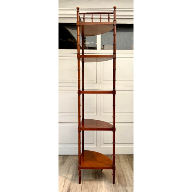 English Traditional Faux Bamboo Five-Tier Corner Étagère For Sale - Image 9 of 14
