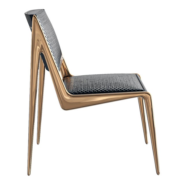 Bronze "Vanquish" Chair With Bronze and Tailor Made Leather For Sale - Image 8 of 8