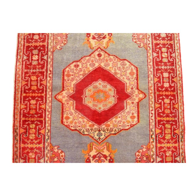 Cornflower Blue Early 20th Century Antique Turkish Rug - 3'7" X 6'3" For Sale - Image 8 of 14