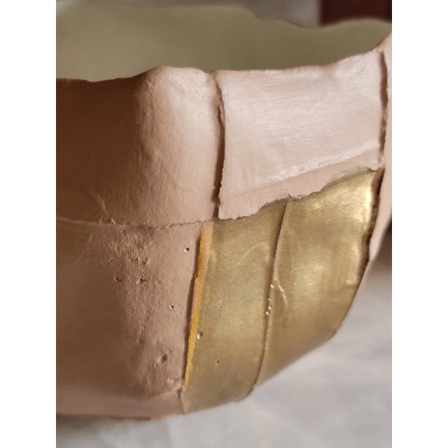 Gold Paola Paronetto Italian Paper Clay Ceramic Bowls W/ Gold - Set of 2 For Sale - Image 8 of 11