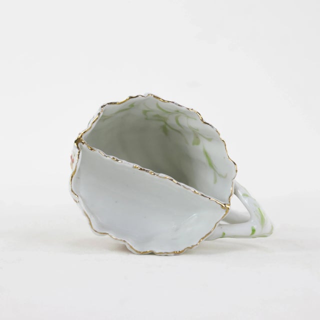 Vintage Floral Porcelain Shaving Mug With Hand-Painted Flowers – Antique Bathroom Décor For Sale In New York - Image 6 of 10