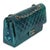 Traditional Green Blue Shaded Quilted Patent Medium Classic Double Flap Bag For Sale - Image 3 of 9