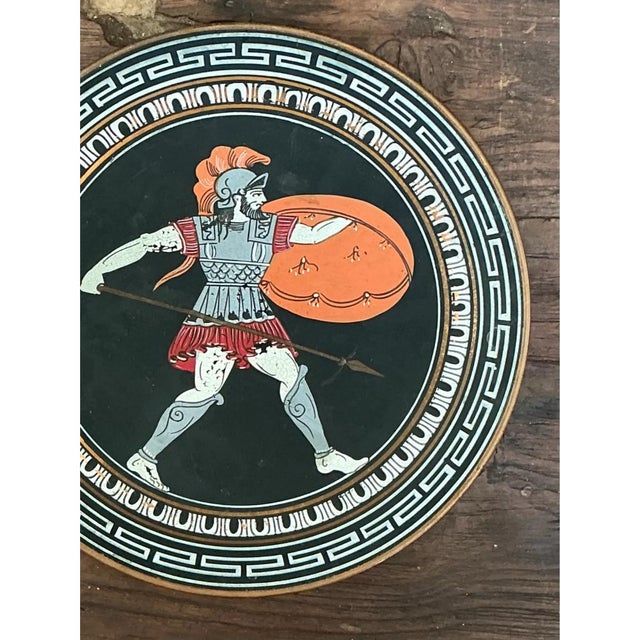 Black Vintage Painted Metal Plate With Greek Warrior For Sale - Image 8 of 12