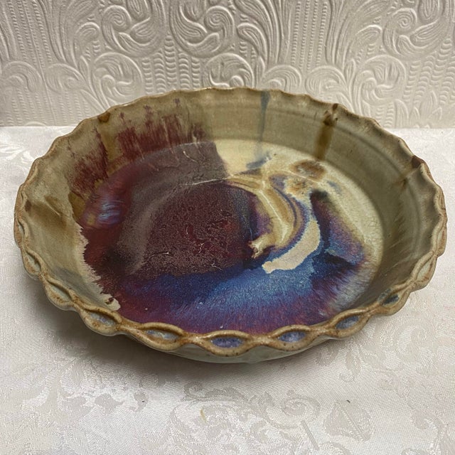 Abstract Vintage Large Deep Hand Thrown Studio Pottery Bowl Platter For Sale - Image 3 of 11
