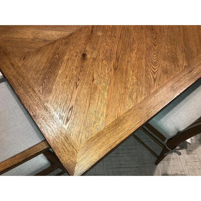 Tan Oak Parquetry Extending Dining Table For Sale - Image 8 of 8