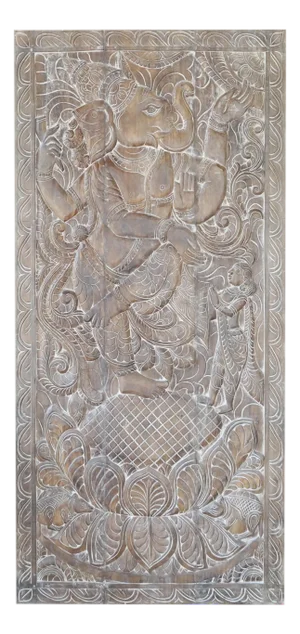 Vintage Indian Ganesha Wall Sculpture – Hand-Carved Artisan Panel