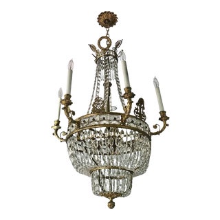 19th Century Palladian Empire Style Chandelier with Baccarat Crystal For Sale