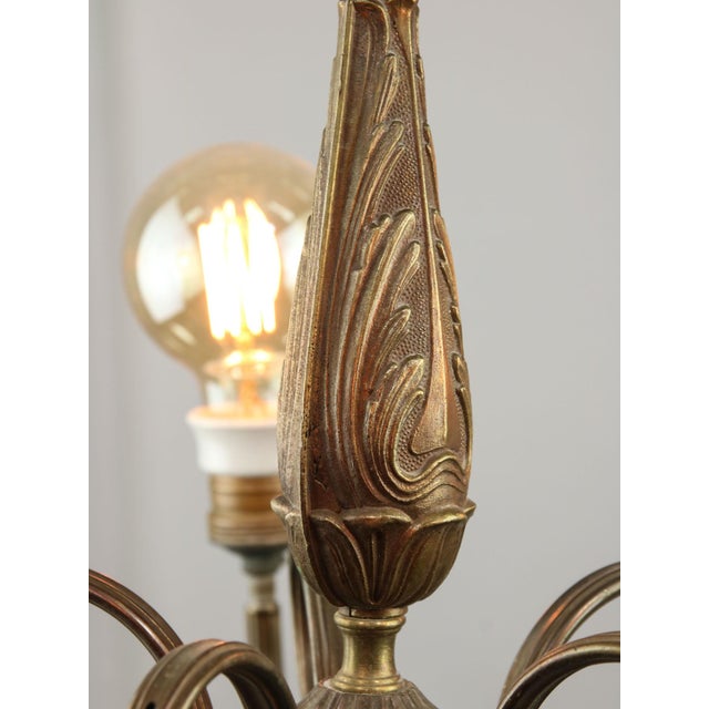 French Art Deco Brass Chandelier, 1930s For Sale - Image 4 of 14