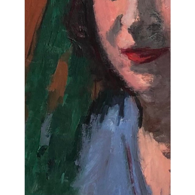 Georges Dessouslavy, Portrait de Femme au Foulard Vert, 1943, Oil on Canvas, Framed For Sale - Image 4 of 10