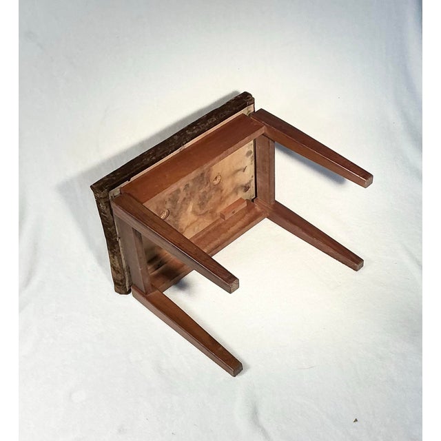 Wood Jens Rison Danish Mid Century Upholstered Walnut Floating Seat Ottoman For Sale - Image 7 of 10