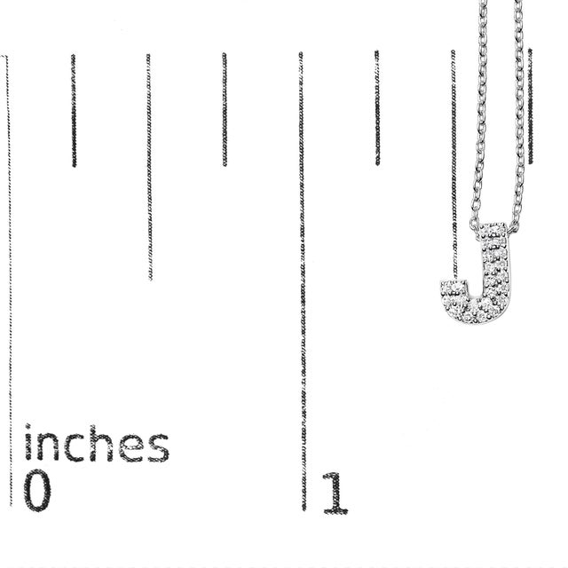 Early 21st Century 10K White Gold Diamond Accent "J" Initial Bubble Pendant Necklace For Sale - Image 5 of 5