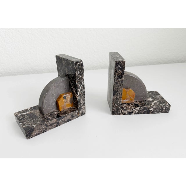 Stone French Art Deco Mixed Marble Bookends - A Pair For Sale - Image 7 of 7