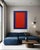 Bodasca, Red on Blue Abstract Composition, 2025, Acrylic on Canvas For Sale - Image 4 of 13