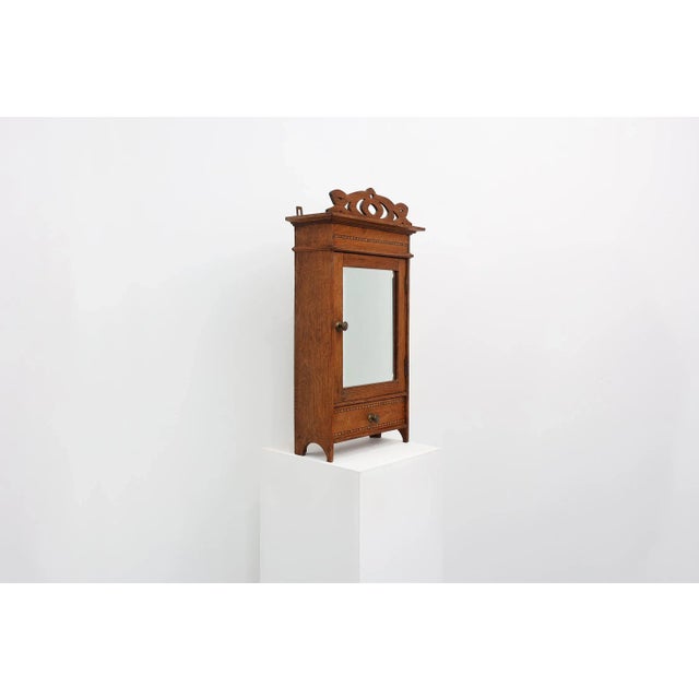Art Deco Medicine Wall Cabinet in Wood with Mirror, 1930s For Sale - Image 10 of 14