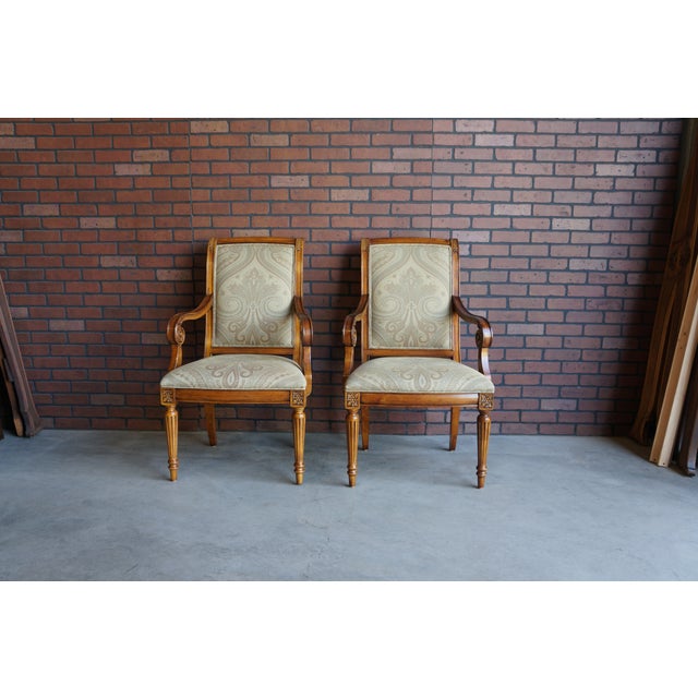 Addison dining chairs from the Townhouse Collection by Ethan Allen. Featuring upholstered seat, back with acanthus leaf...