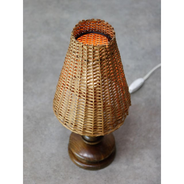 Vintage Italian Wicker Table Lamp For Sale - Image 3 of 12