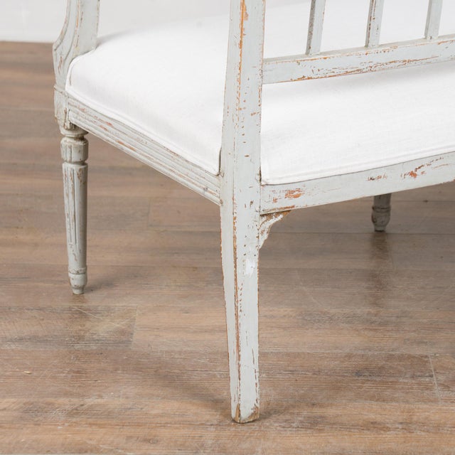 19th Century Swedish Gustavian Gray Painted Bench For Sale - Image 16 of 18