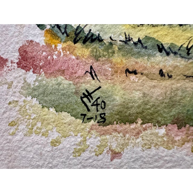 Henry Emil Salloch Original Watercolor on Paper Rural Settlement in the Foothills, 1940. For Sale In Atlanta - Image 6 of 8