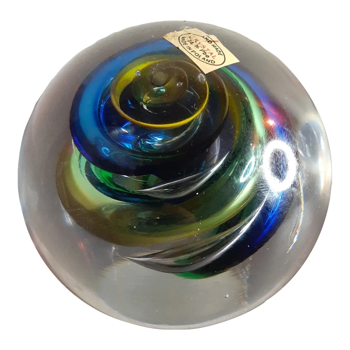 1980s Signed Marian Pyrcak Mp Poland Blue & Green Swirl Art Glass ...