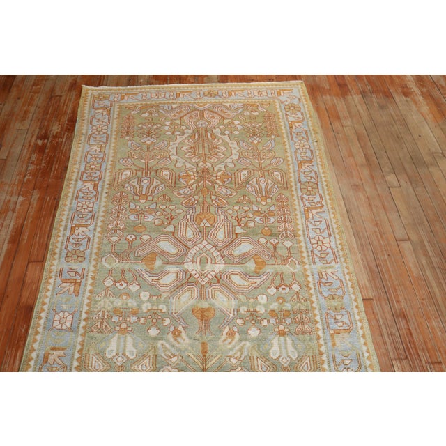 Green Wide Antique Zabihi Collection Persian Green Persian Runner - 4' x 11'2" For Sale - Image 8 of 12