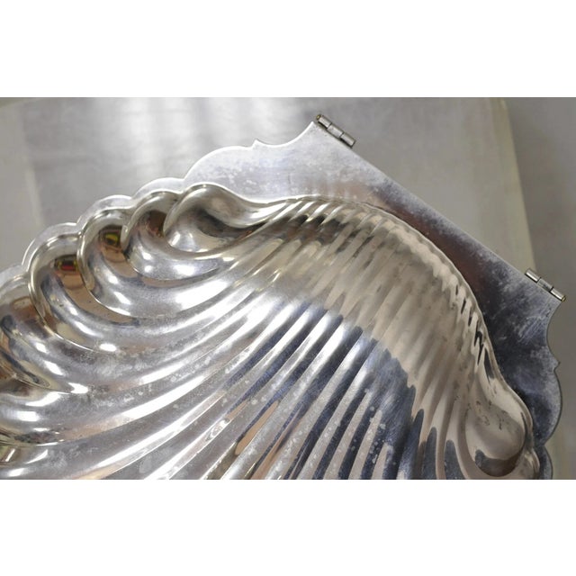 Mid 20th Century Vintage Eton Dolphin Handle Clam Shell Silver Plated Electrified Serving Warmer For Sale - Image 5 of 12