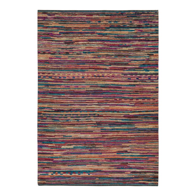 2010s Rug & Kilim’s Contemporary Moroccan Style Rug in Multicolor Stripes For Sale