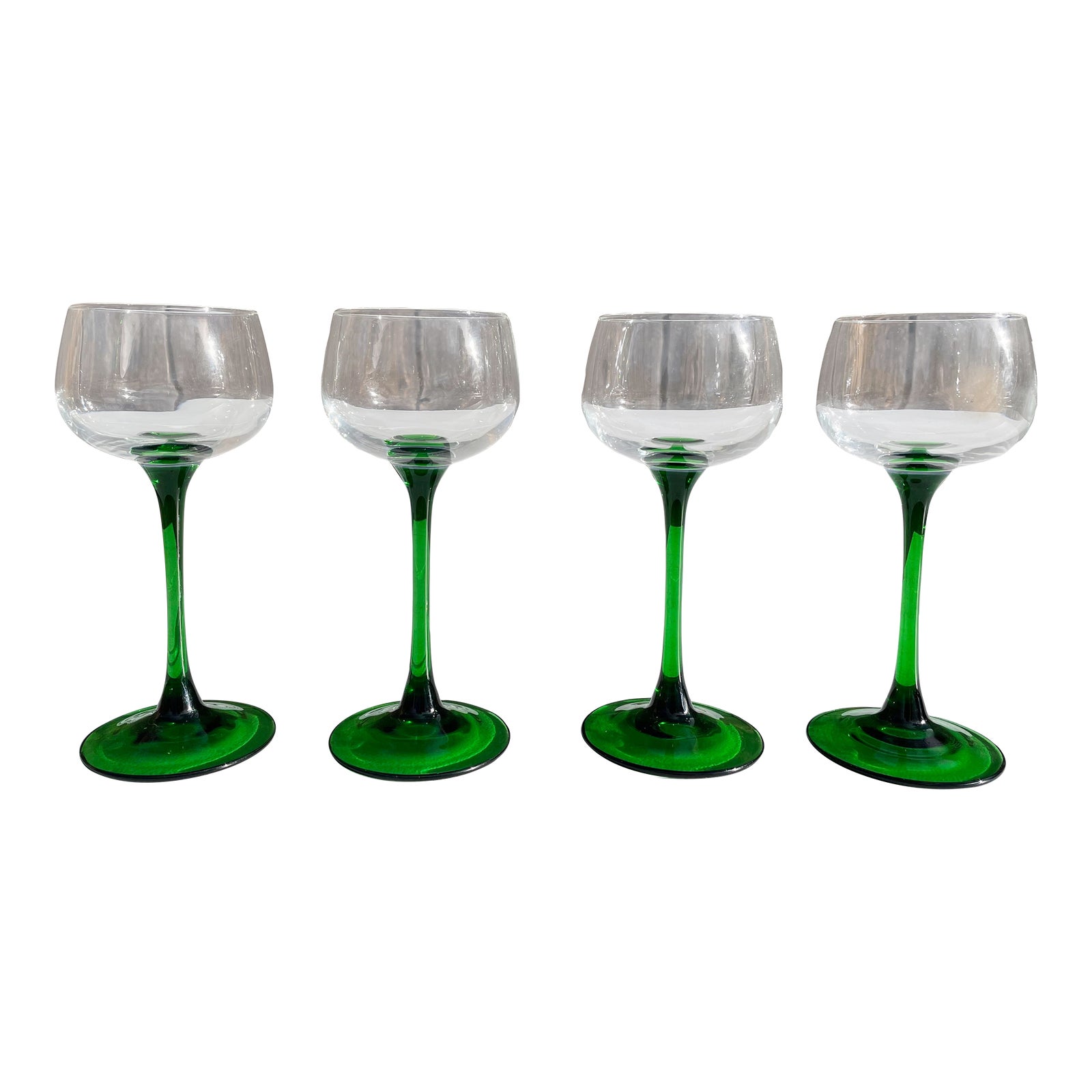 1950s French Luminarc Green Stemmed Wine Glasses Set of 4 Chairish