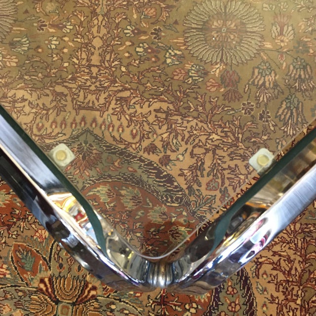1970s Chrome and Glass Cocktail Table For Sale - Image 4 of 8