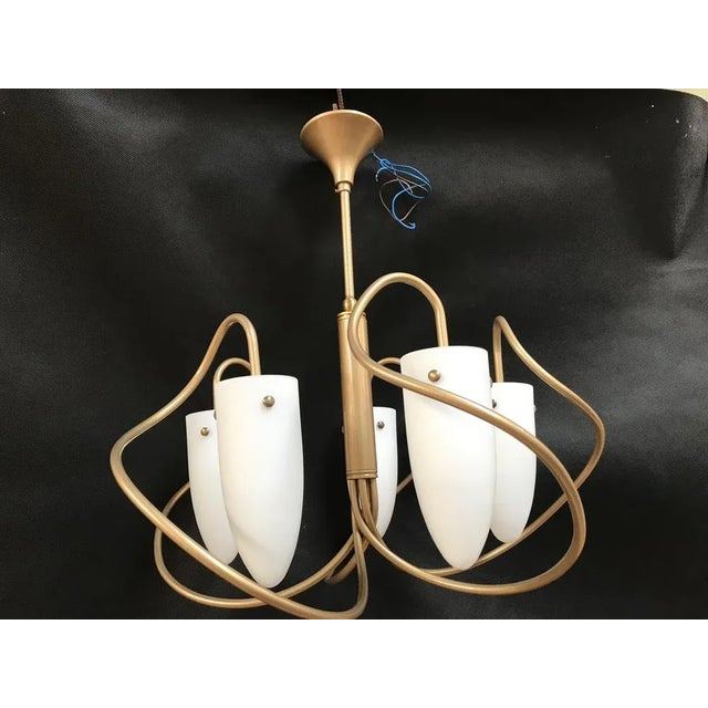 2000 - 2009 Fancy Metal Chandelier with Glass Shades by Volta For Sale - Image 5 of 12