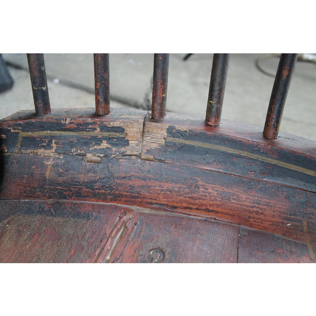 Antique Early American Country Farmhouse Windsor Slat Back Rocking Chair For Sale - Image 12 of 12