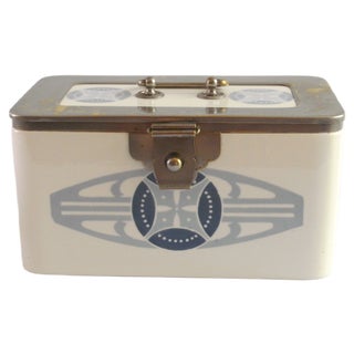 Antique Ceramic Art Nouveau Biscuit Tin For Sale