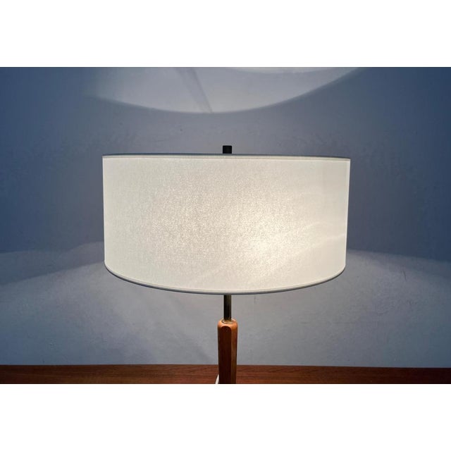 Mid-Century Wood and Brass Tripod Table Lamp, 1960s For Sale - Image 11 of 18