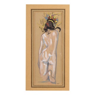 Ben, Modernist Back Nude Study, Gouache on Paper For Sale