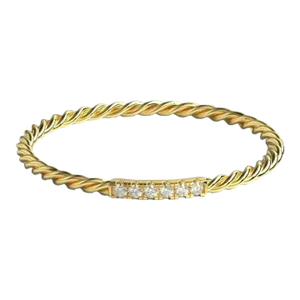 Diamond Stacking Ring Wedding Band 14k Solid Gold Thin Wedding Ring Twisted Ring Size 7
