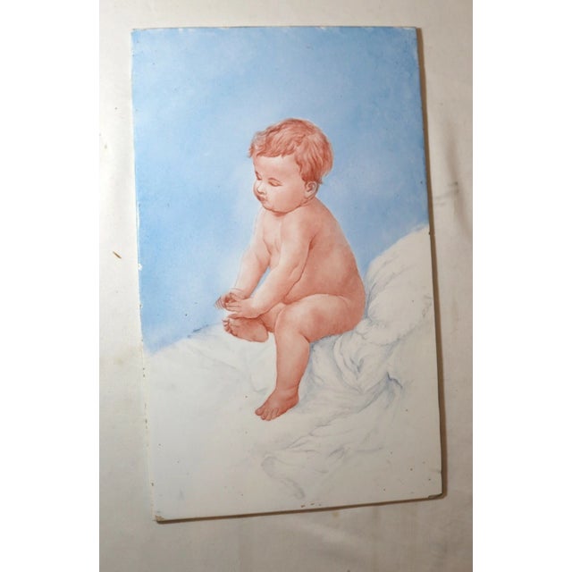 Up for sale is a wonderful antique 19th century original porcelain tile painting. The piece is done in a rectangular...