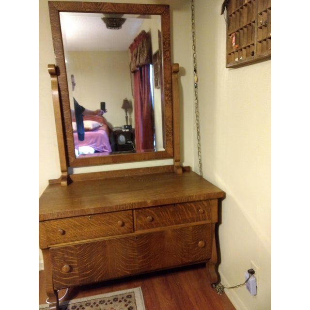 Antique Tiger Oak Dresser With Swing Mirror Chairish