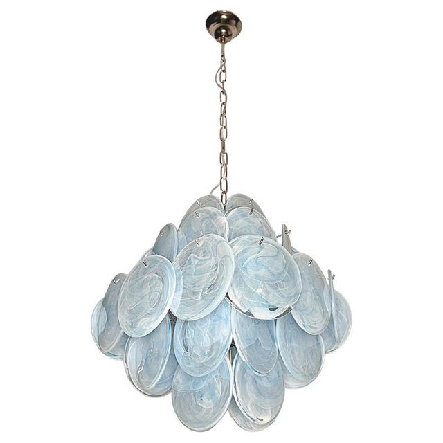 Glass Italian Murano Glass Disc Chandeliers, 1990, Set of 2 For Sale - Image 7 of 15