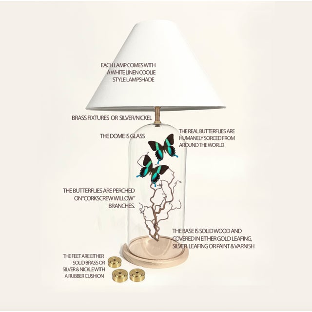 2020s White and Light Blue Butterfly Cloche Lamp For Sale - Image 5 of 7