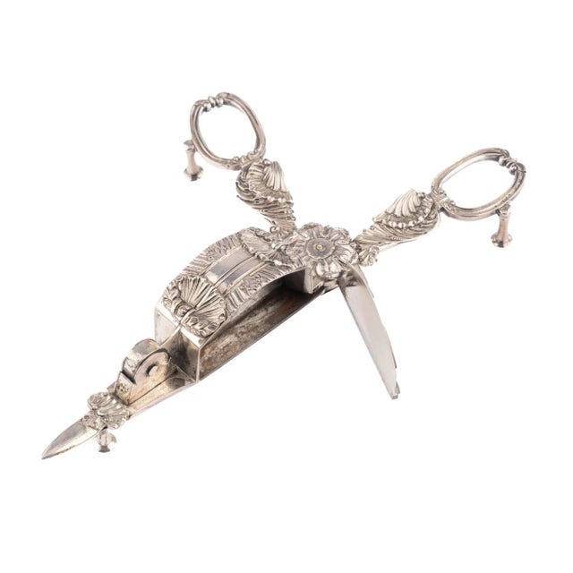 Rare Birmingham cast steel & silver wick trimmer with the impressed maker’s mark and lion passant (which indicates...