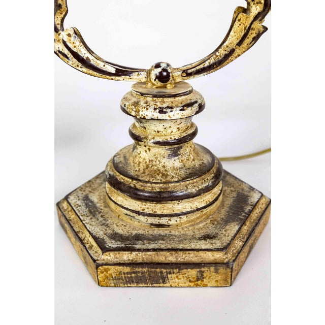 1970s 1970s Tall Curved Metal Foliate Lamps - Pair For Sale - Image 5 of 12