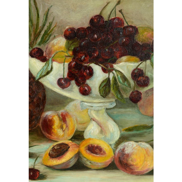 Summer Fruit Still-Life With Cherries, Peaches & Pineapple - After H. Raymond For Sale In Monterey, CA - Image 6 of 6