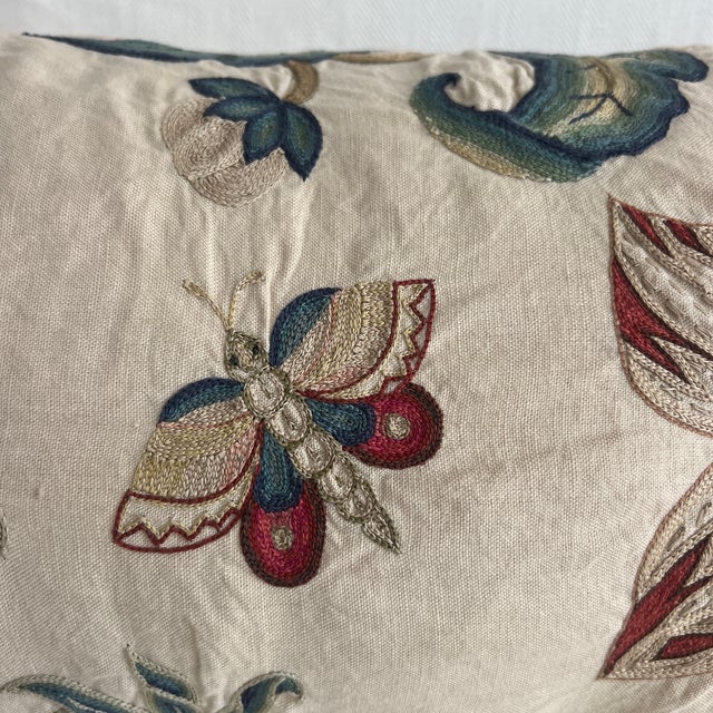 2020s Chelsea Textiles Hand Embroidered Lumbar Pillow With Butterflies For Sale - Image 5 of 5