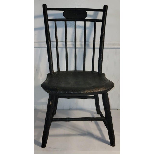 19Thc Original Black Painted child's Windsor chairs.These chairs are in fine and sturdy condition. Sold as a pair.