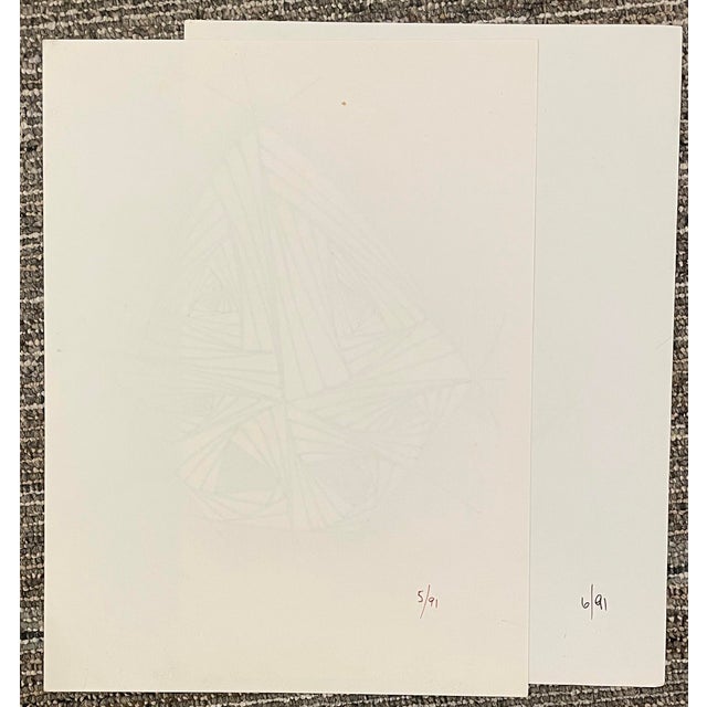 1990s 1991 William Glen Davis Set of Three Mid Century Modern Atomic Drawings For Sale - Image 5 of 5