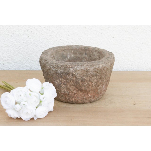 Stone Organic Modern Hewn Stone Bowl For Sale - Image 7 of 7