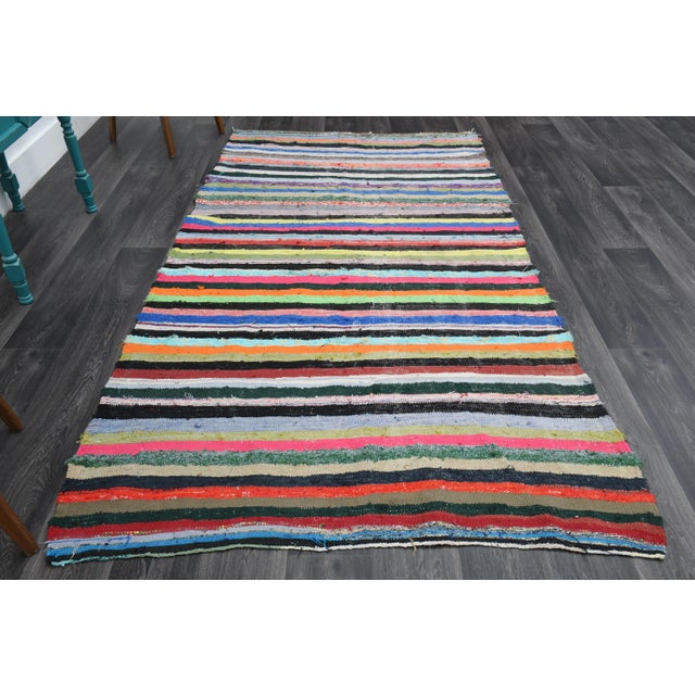 Vintage Turkish Hand-Knotted vintage rug is a semi-antique vintage runner rug.'70s Eastern region of Turkey's unique rug...